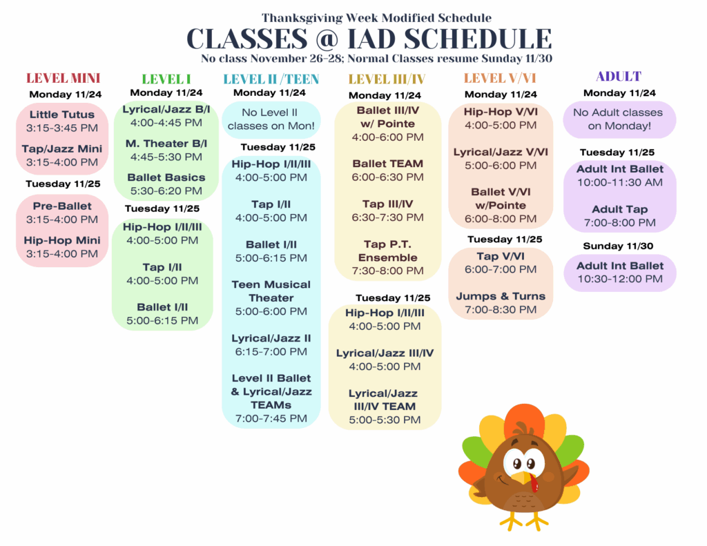 Modified Schedule - Thanksgiving Week 2025